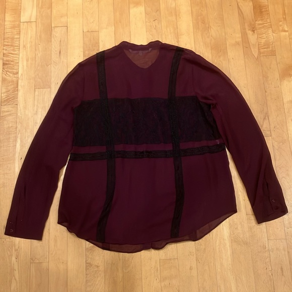 2/$20 Sheer purple Rachel Roy blouse lace panels Large - Picture 10 of 10